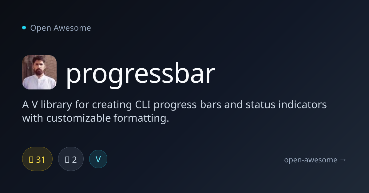 progressbar — V Language CLI Progress Bars | Open Awesome