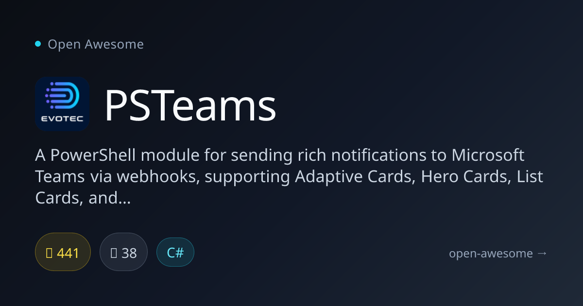 PSTeams — PowerShell Teams Notifications Module | Open Awesome