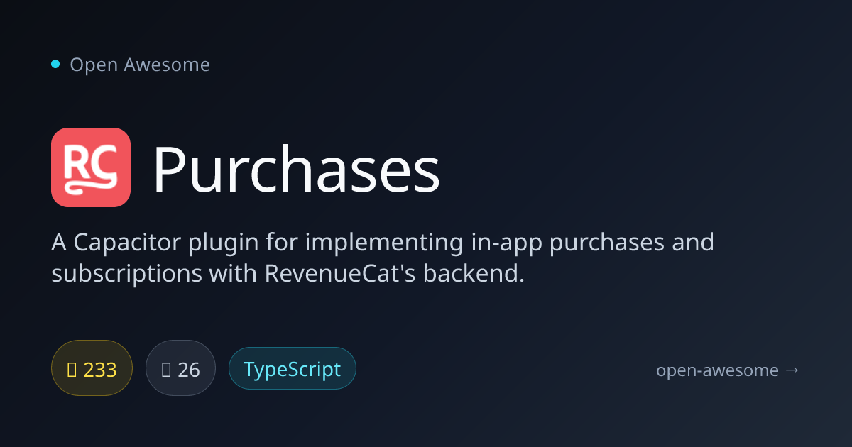 Purchases — Capacitor In-App Purchases Plugin | Open Awesome