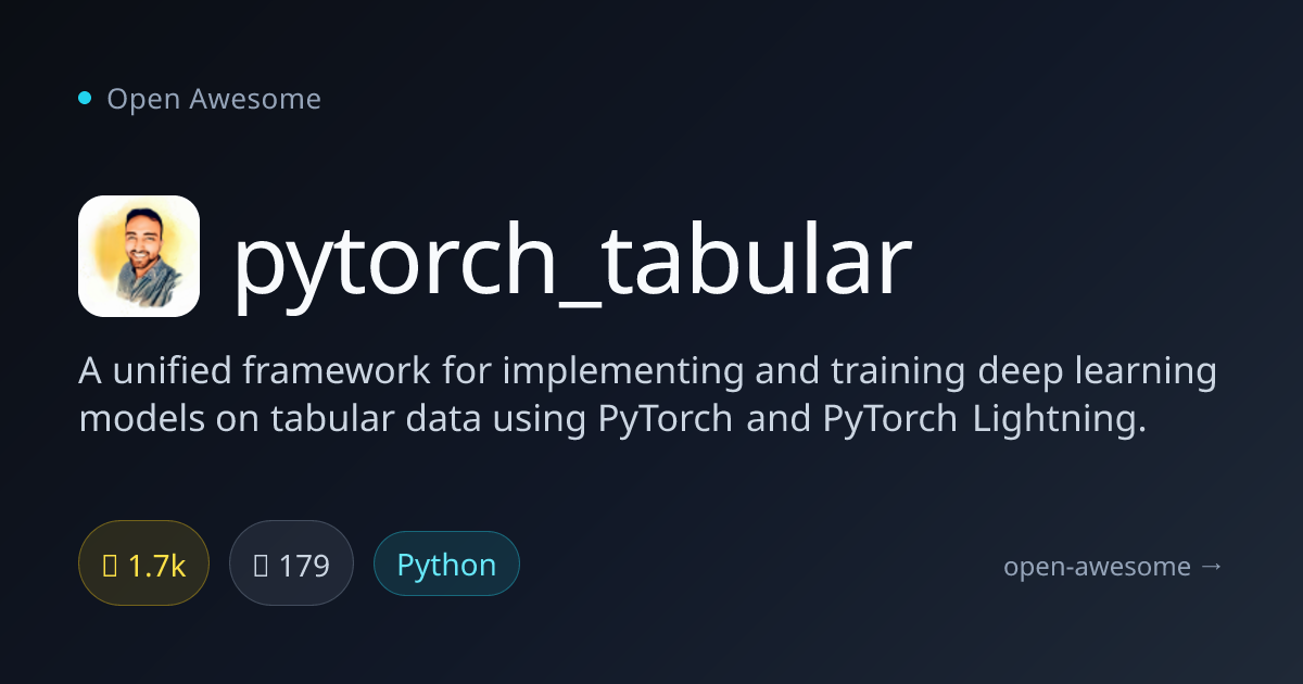 pytorch_tabular — Deep Learning for Tabular Data | Open Awesome