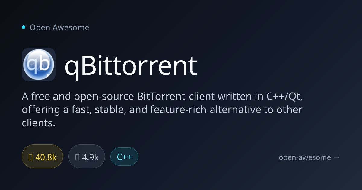 qBittorrent — Open-Source BitTorrent Client | Open Awesome