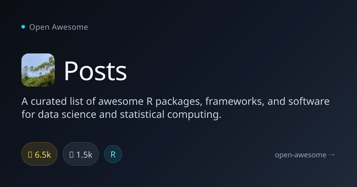 Posts — Awesome R Packages for Data Science | Open Awesome