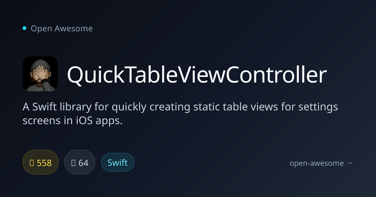 QuickTableViewController — Swift Static Table View Library | Open Awesome