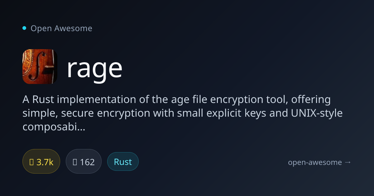 rage — Rust Age File Encryption Tool | Open Awesome