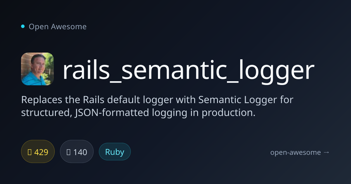 rails_semantic_logger — Structured JSON Logging for Rails | Open Awesome
