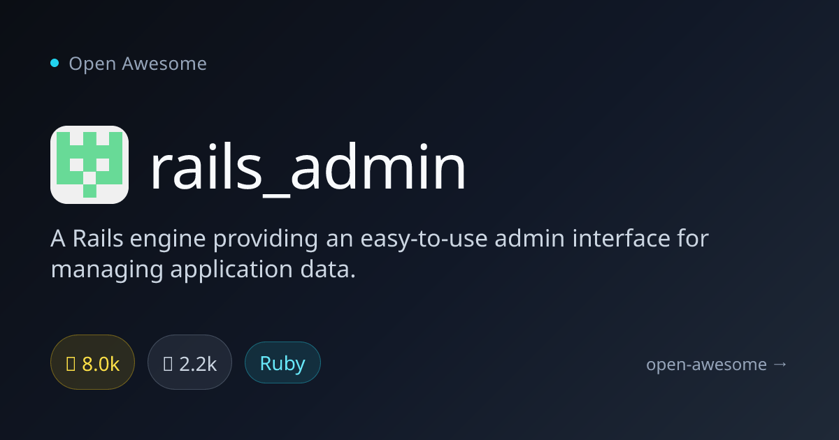 rails_admin — Easy Rails Admin Interface | Open Awesome