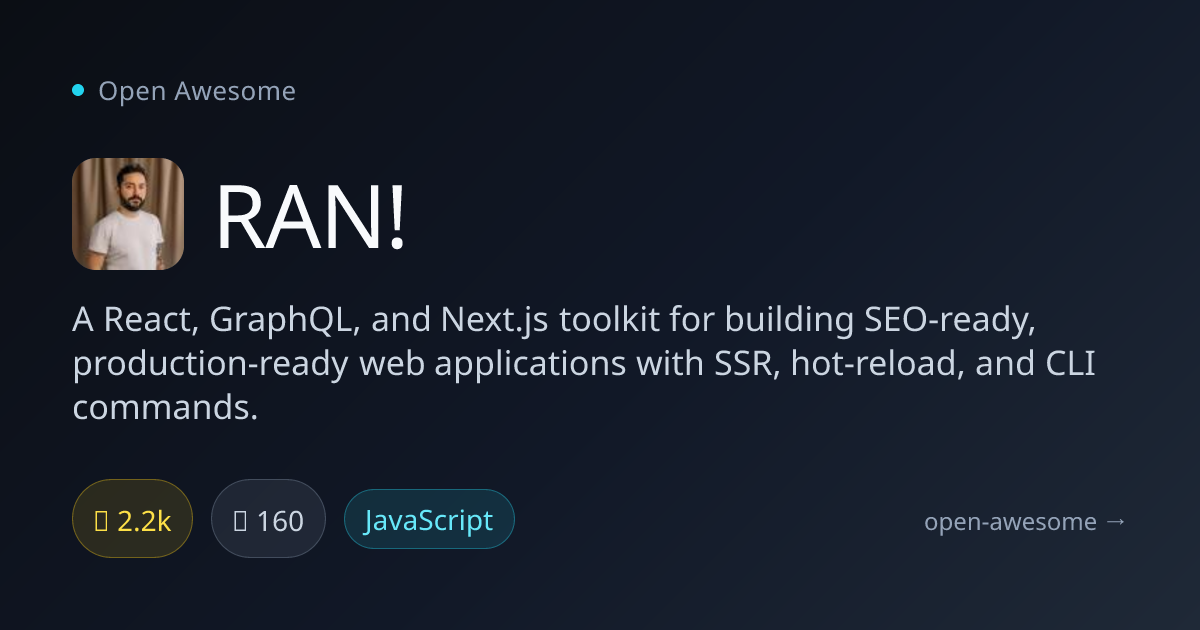 RAN! — React GraphQL Next.js Toolkit | Open Awesome