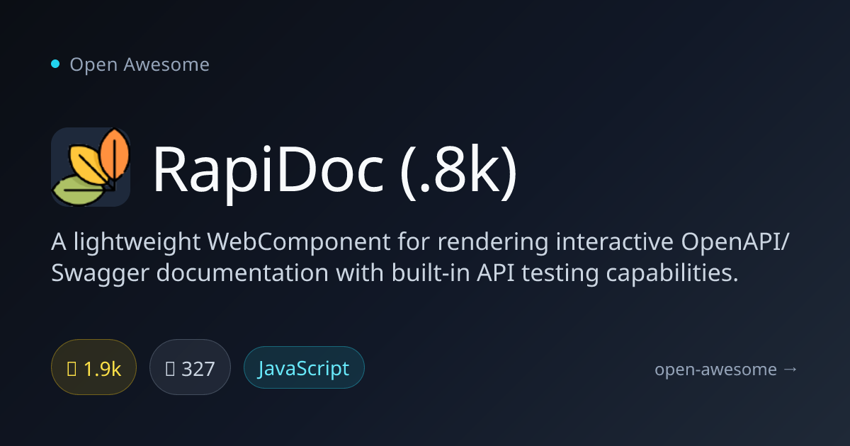 RapiDoc (.8k) — OpenAPI Documentation WebComponent | Open Awesome
