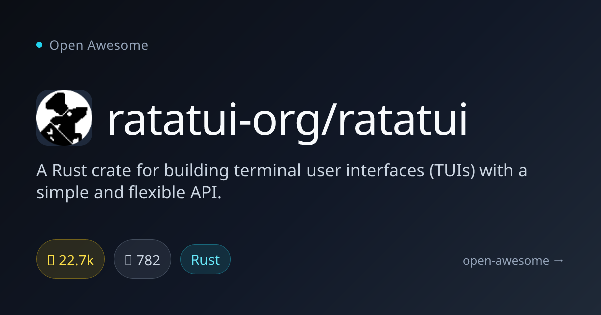 ratatui-org/ratatui — Rust Crate for Terminal User Interfaces | Open ...