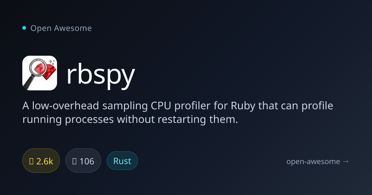 rbspy — Low-Overhead Ruby CPU Profiler | Open Awesome