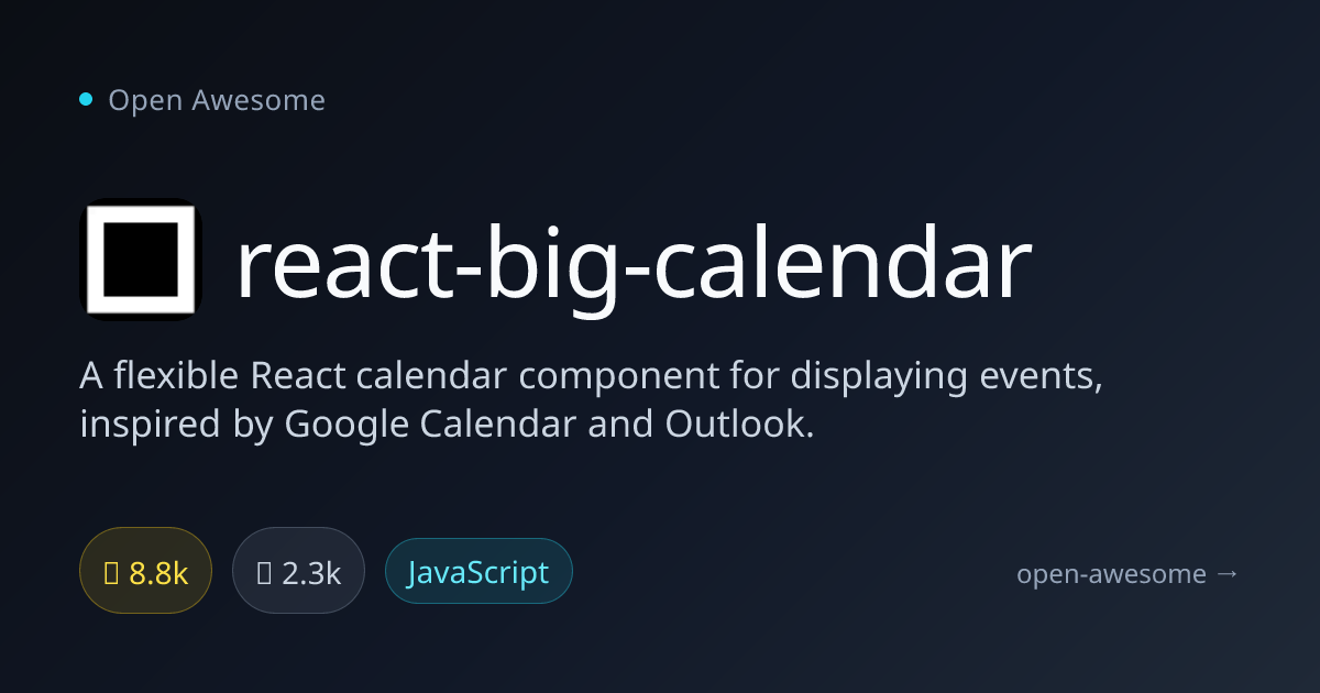 react-big-calendar — Flexible React Calendar Component | Open Awesome