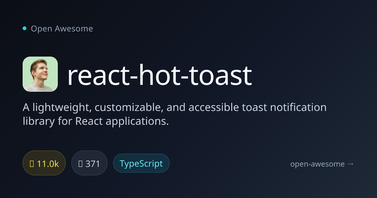 react-hot-toast — Lightweight React Toast Library | Open Awesome