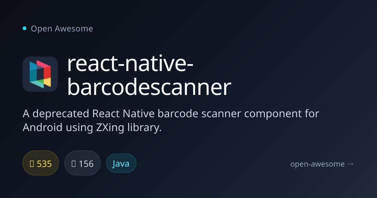 react-native-barcodescanner — Deprecated Barcode Scanner for Android ...