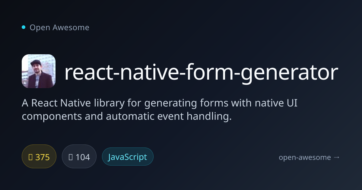 react-native-form-generator — React Native Form Library | Open Awesome