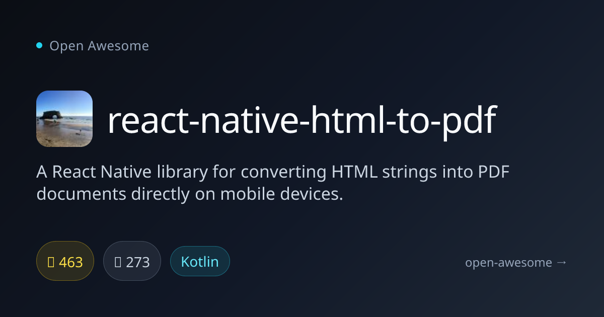react-native-html-to-pdf — Convert HTML to PDF on Mobile | Open Awesome