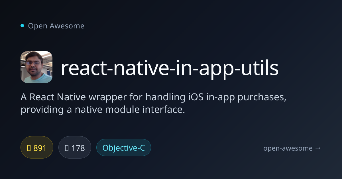 react-native-in-app-utils — React Native In-App Purchases | Open Awesome