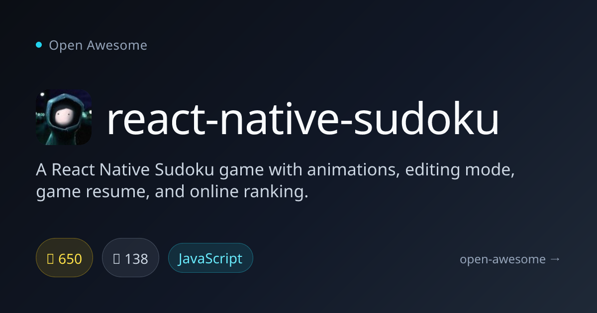 react-native-sudoku — React Native Sudoku Game | Open Awesome