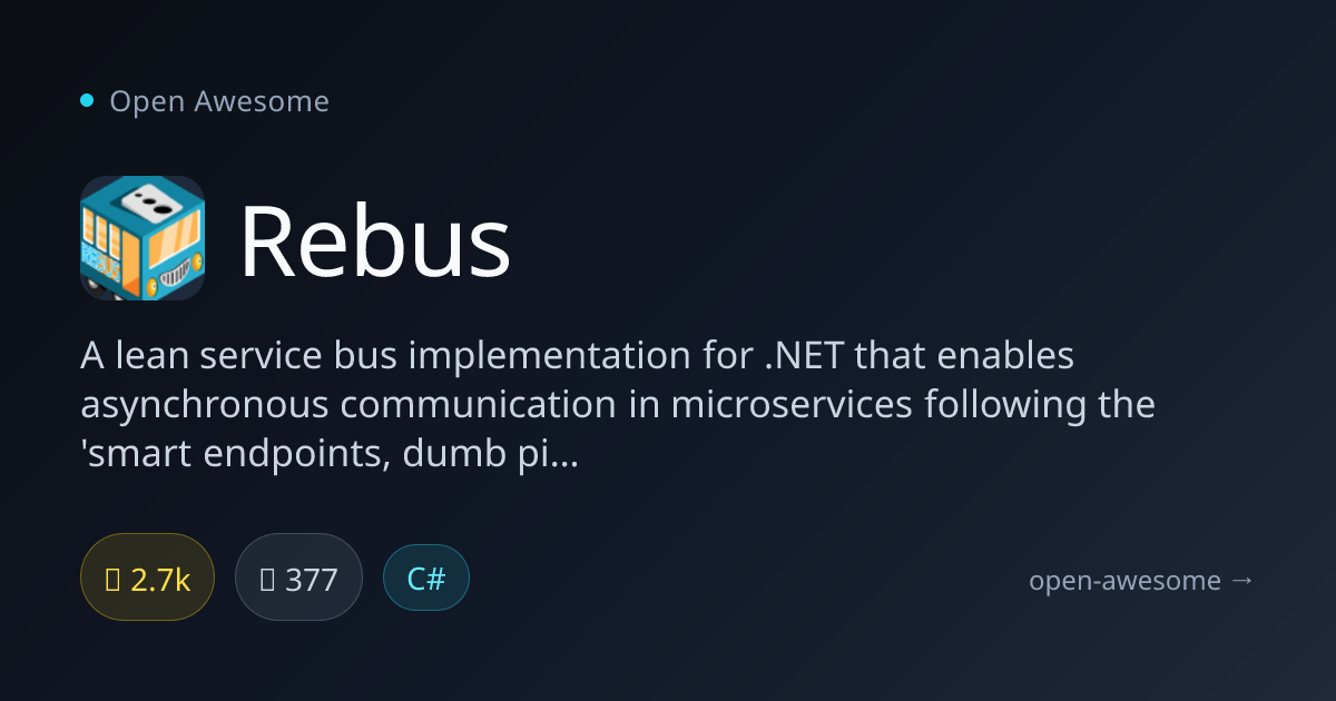 Rebus — Lean .NET Service Bus for Microservices | Open Awesome