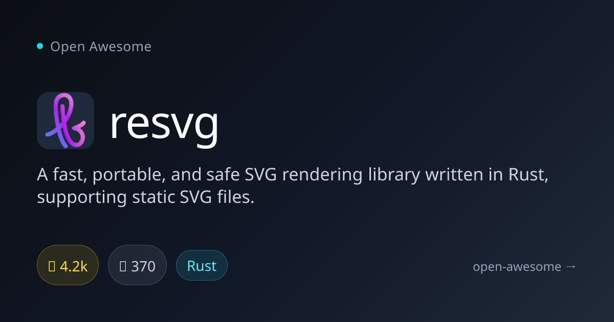 resvg — Fast SVG Rendering Library | Open Awesome