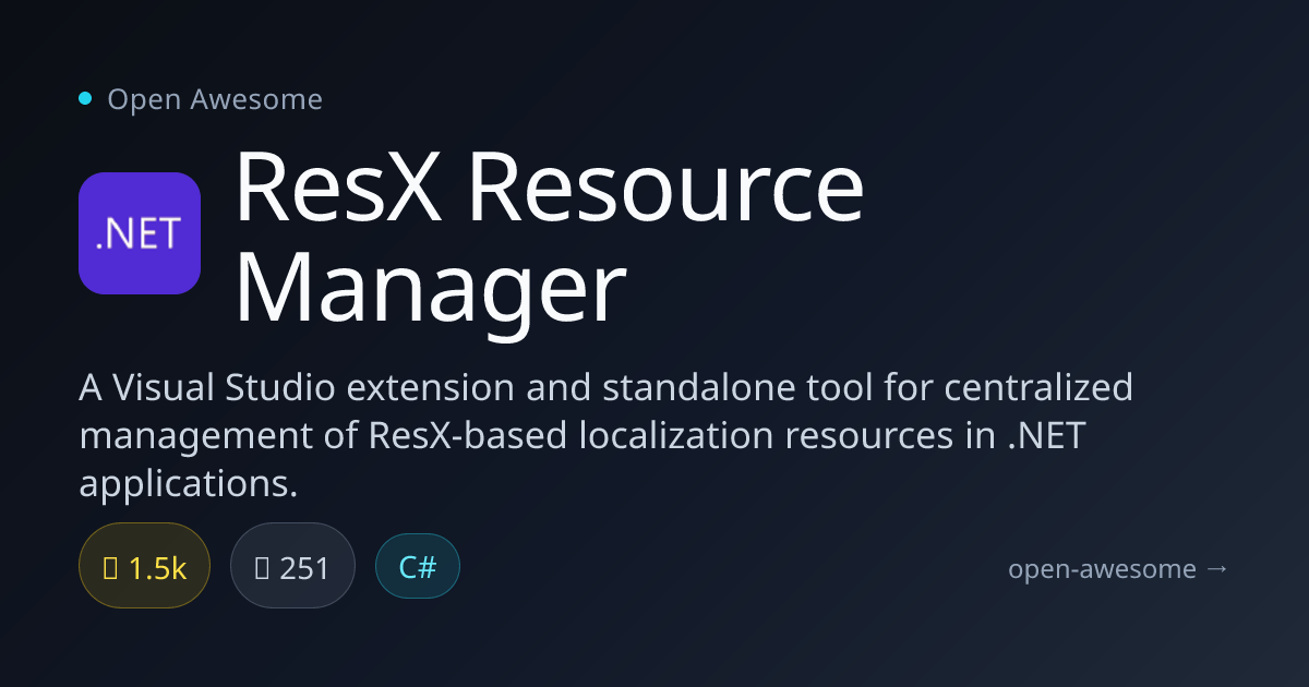 ResX Resource Manager — .NET Localization Management Tool | Open Awesome