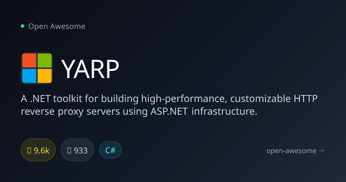 YARP — .NET HTTP Reverse Proxy Toolkit | Open Awesome