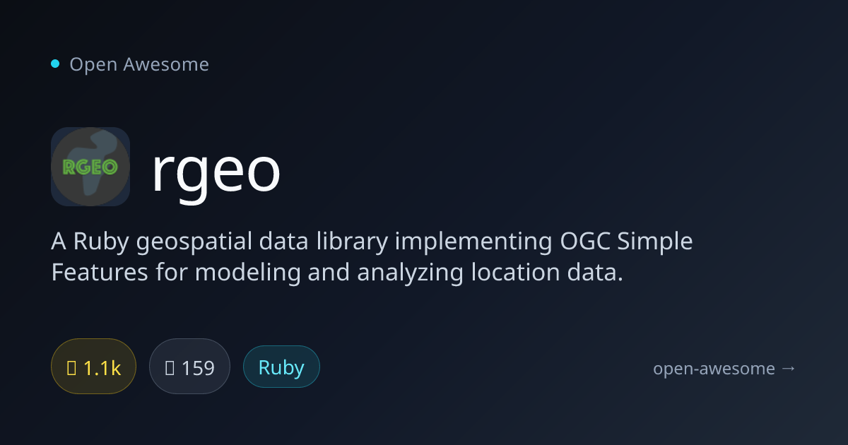 rgeo — Ruby Geospatial Data Library | Open Awesome