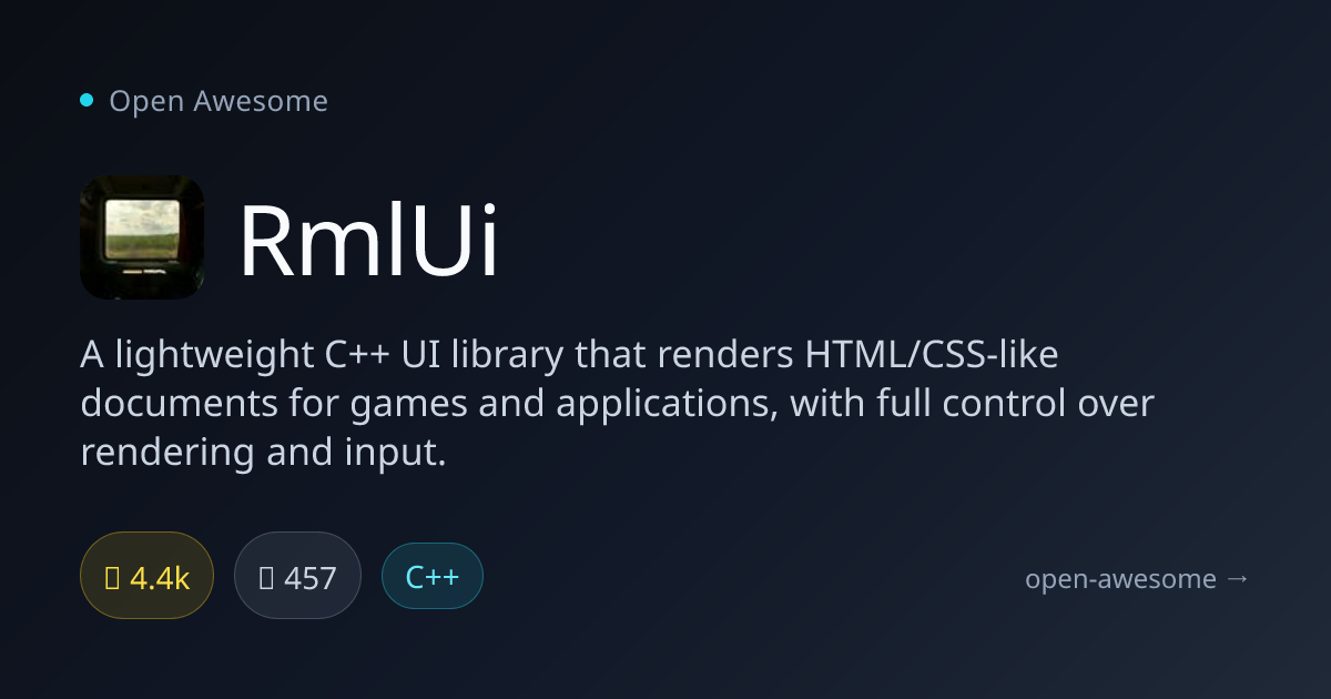 RmlUi — Lightweight C++ HTML/CSS UI Library | Open Awesome