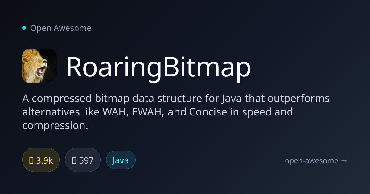 RoaringBitmap — Compressed Bitmap Data Structure | Open Awesome