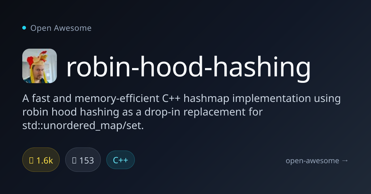 robin-hood-hashing — Fast C++ Hashmap Implementation | Open Awesome
