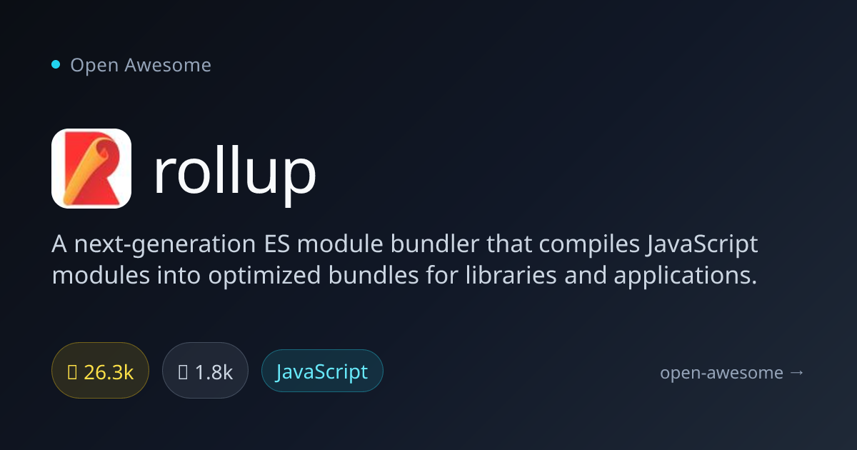 rollup — Next-Gen ES Module Bundler | Open Awesome
