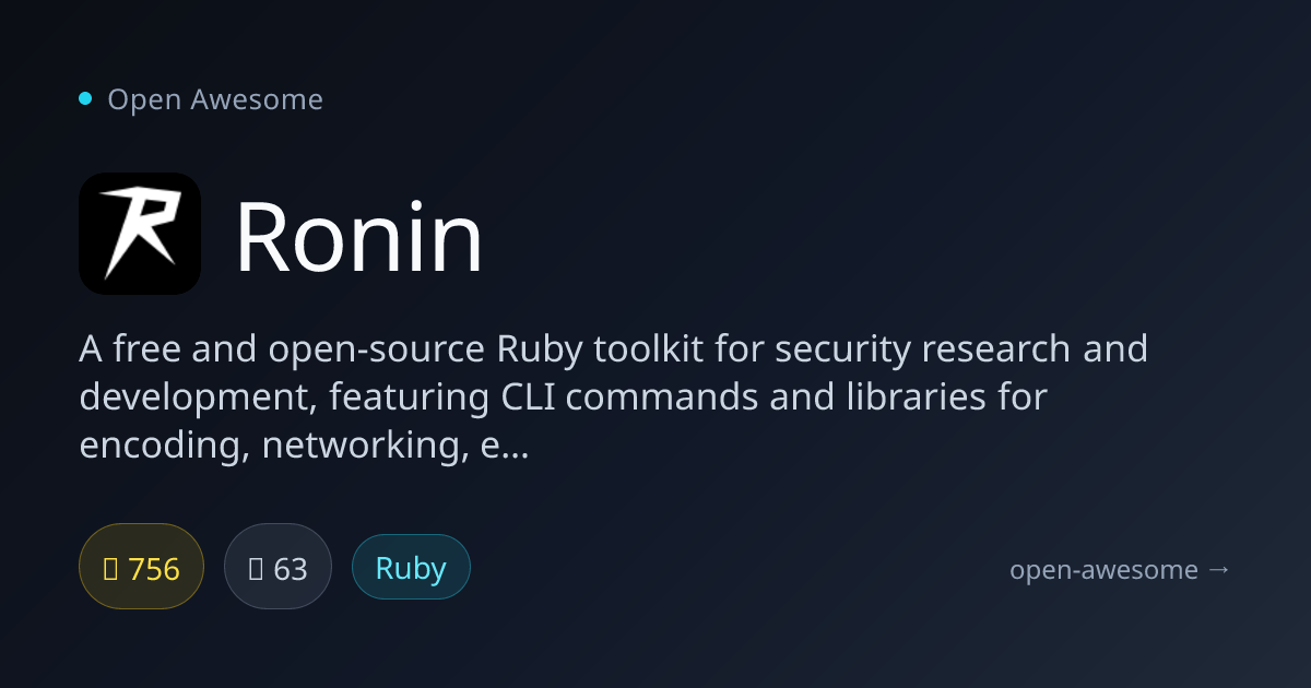 Ronin — Ruby Security Research Toolkit | Open Awesome