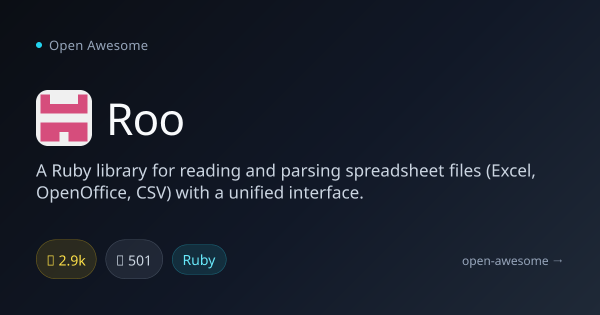 Roo — Ruby Spreadsheet Parser Library | Open Awesome