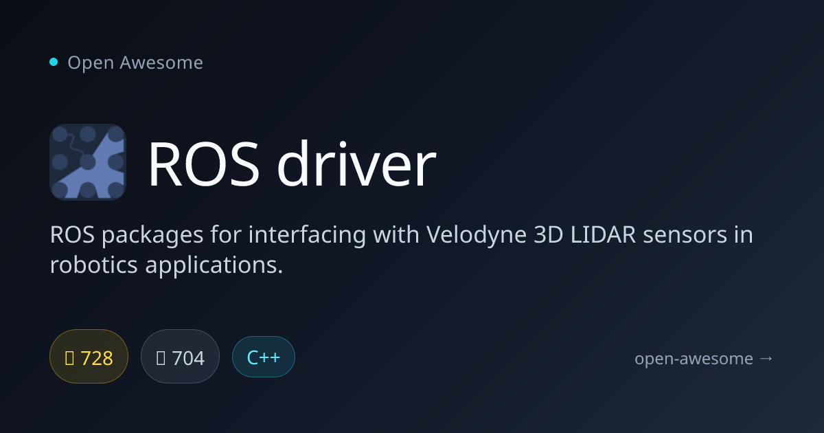 ROS driver — Velodyne LIDAR ROS Packages | Open Awesome