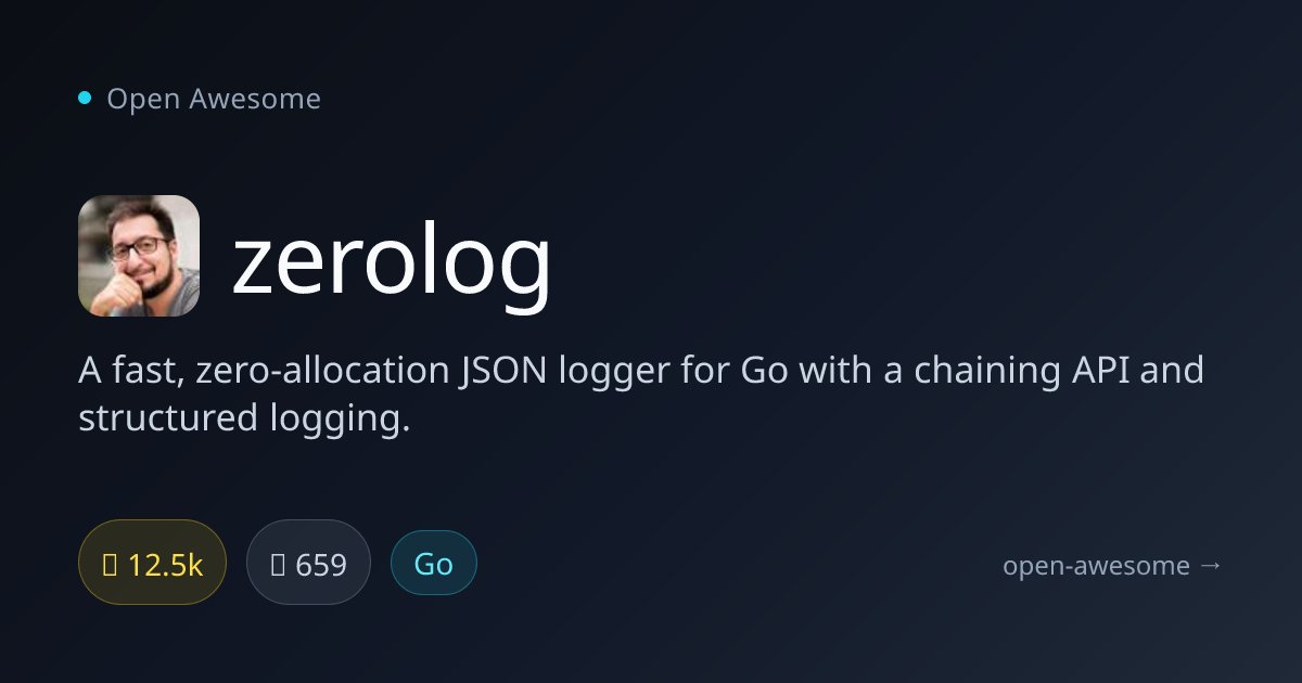 zerolog — Zero-Allocation JSON Logger for Go | Open Awesome