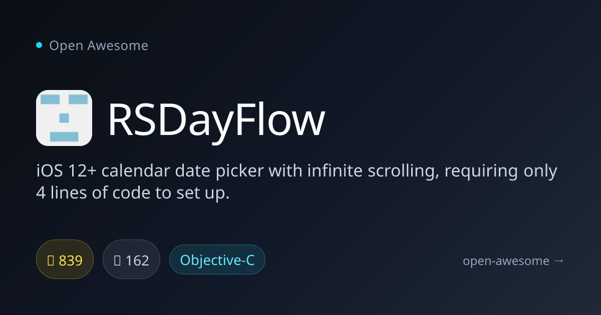 RSDayFlow — iOS Infinite Scrolling Calendar | Open Awesome