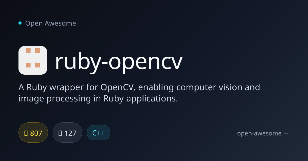 ruby-opencv — OpenCV Ruby Wrapper | Open Awesome