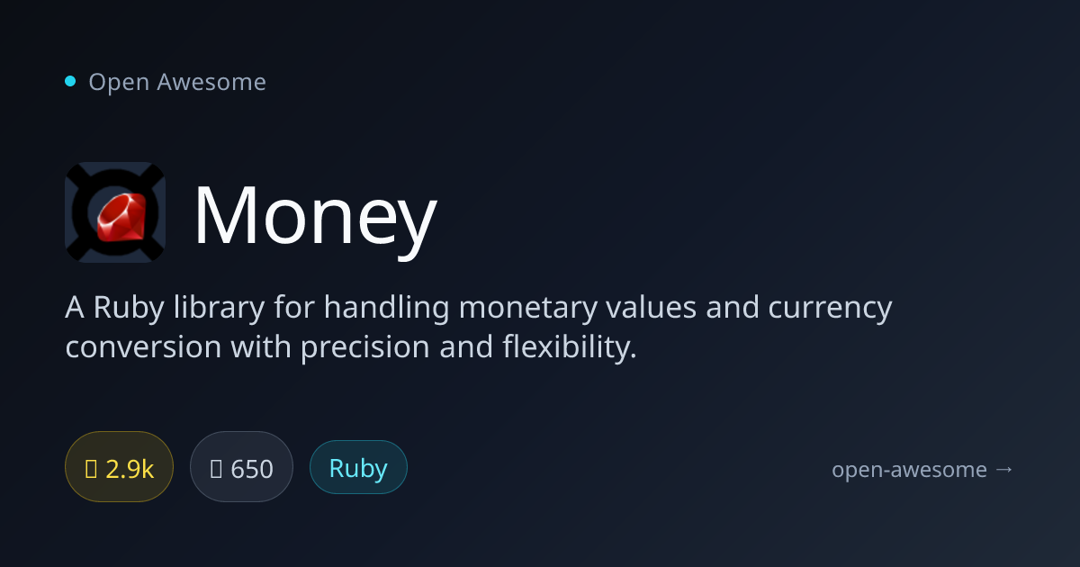 Money — Ruby Monetary Value Library | Open Awesome