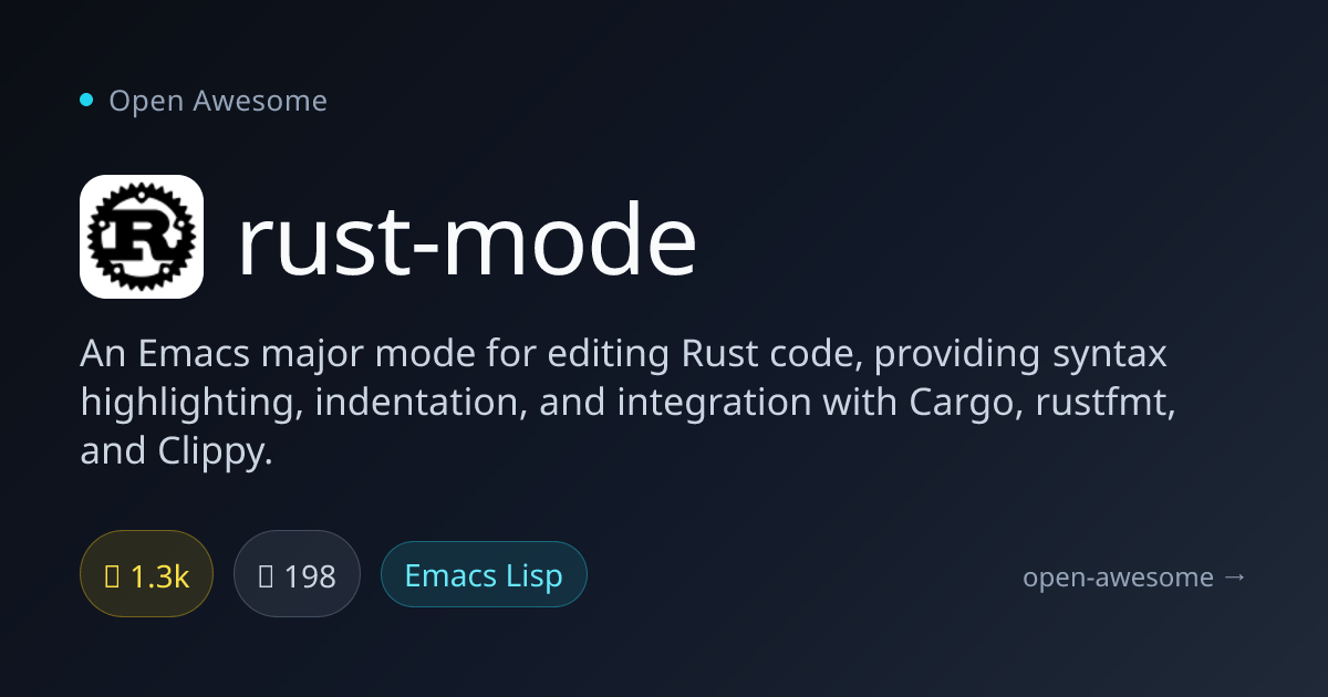 rust-mode — Emacs Major Mode for Rust Programming | Open Awesome
