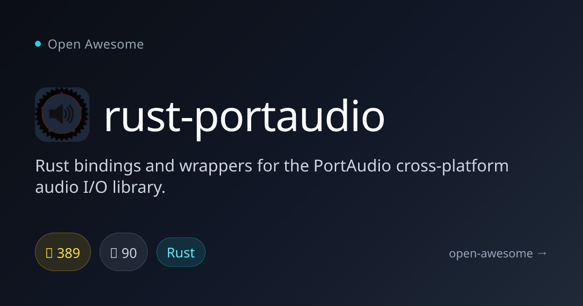 rust-portaudio — Rust Bindings for PortAudio | Open Awesome