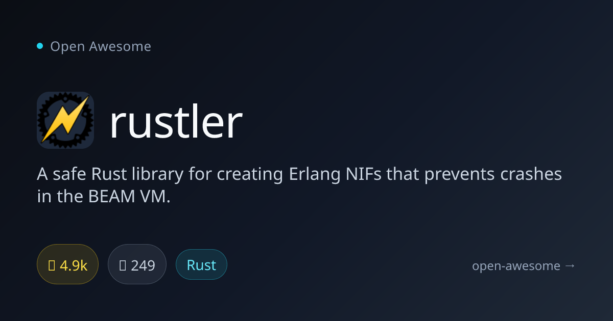 rustler — Safe Rust Erlang NIF Library | Open Awesome