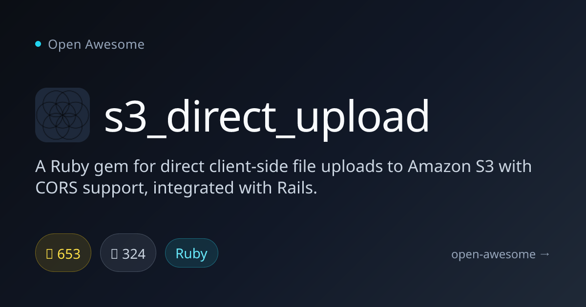 s3_direct_upload — Ruby Gem for S3 Direct Uploads | Open Awesome