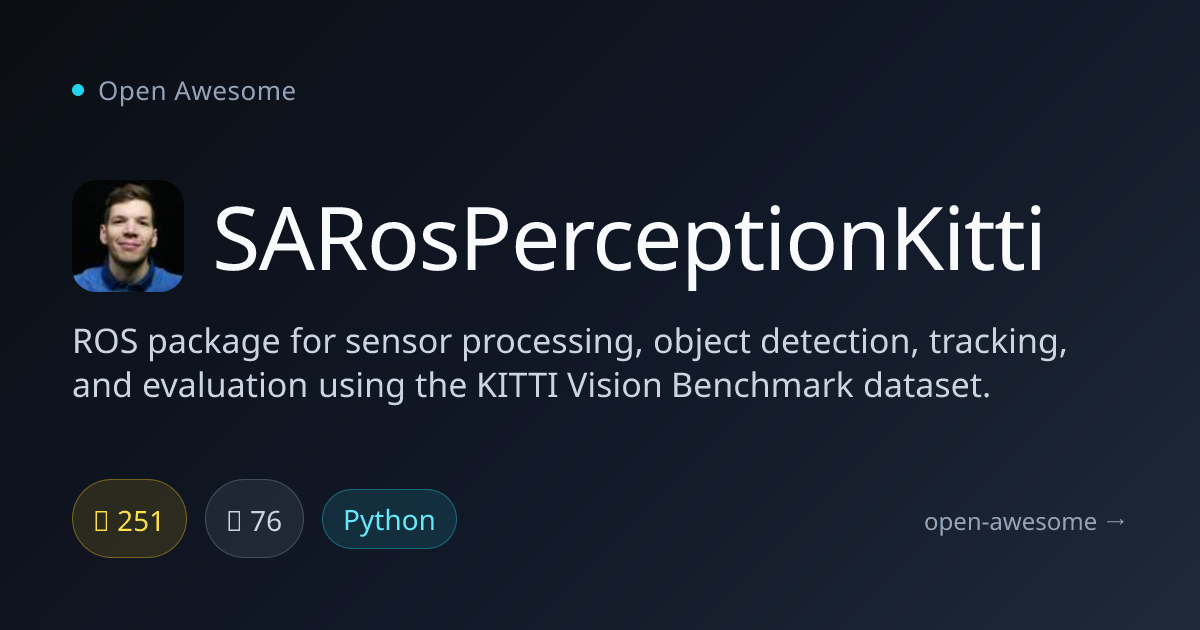 SARosPerceptionKitti — ROS KITTI Vision Package | Open Awesome