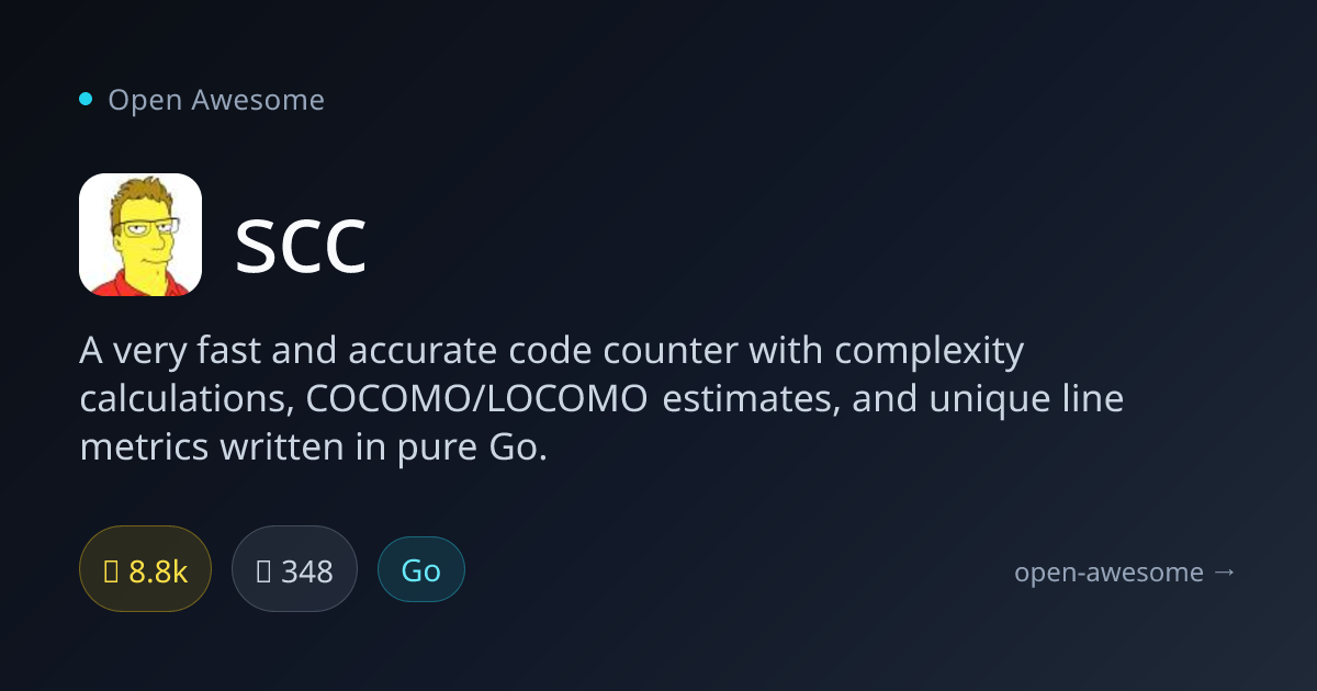 scc — Fast Code Counter in Go | Open Awesome