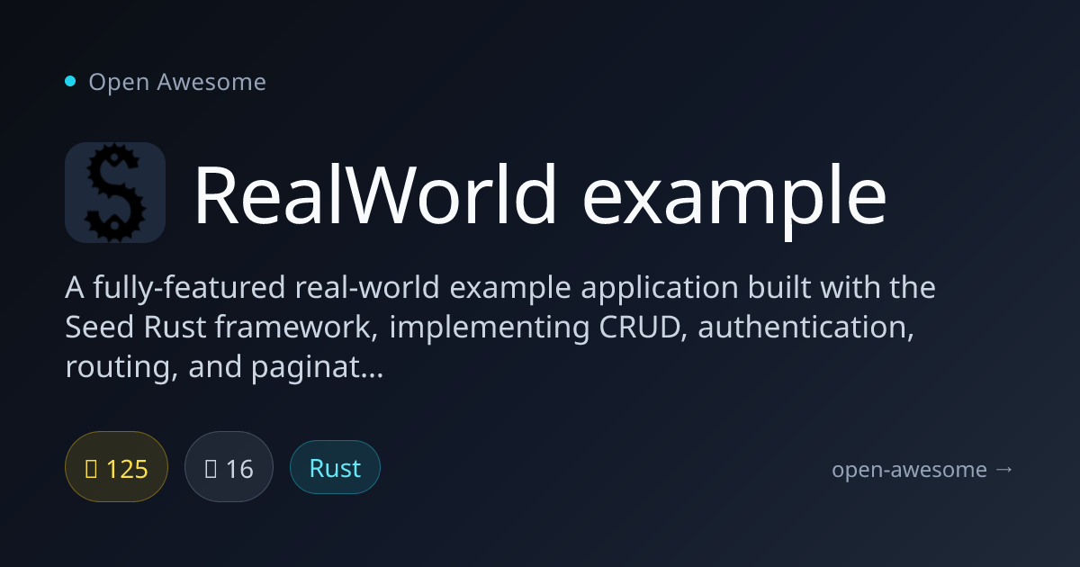 RealWorld example — Seed Rust Example Application | Open Awesome