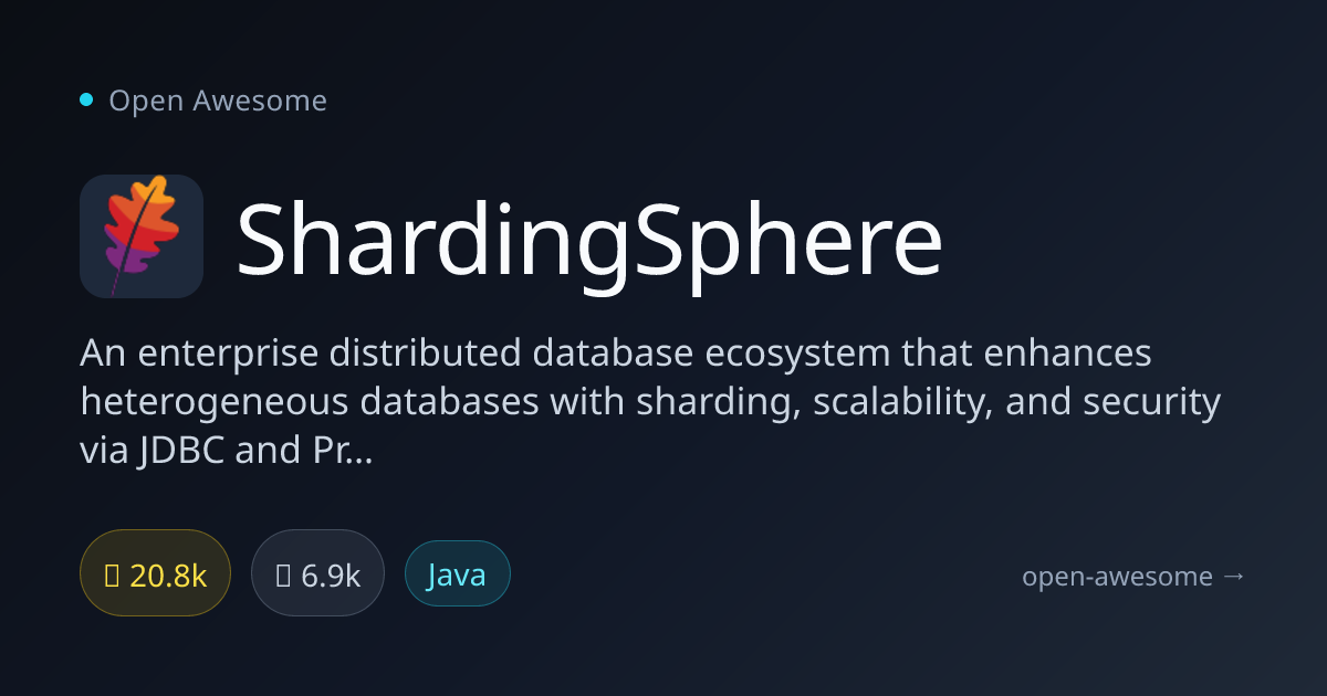 ShardingSphere — Distributed Database Ecosystem | Open Awesome