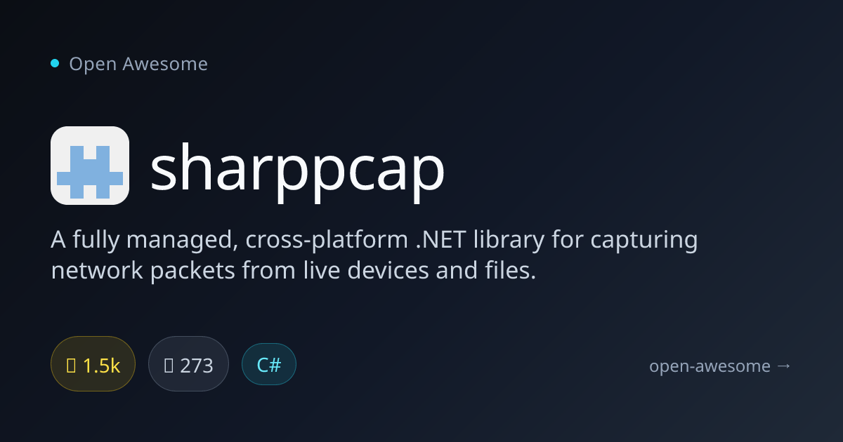 sharppcap — Cross-Platform .NET Packet Capture | Open Awesome