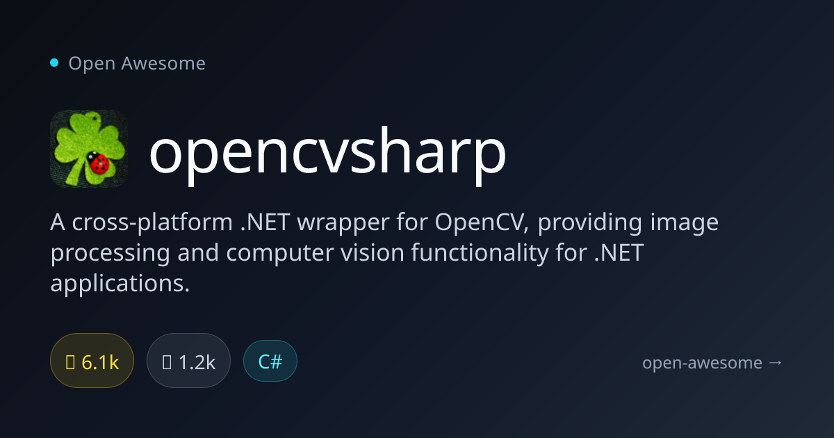 opencvsharp — .NET Wrapper for OpenCV | Open Awesome