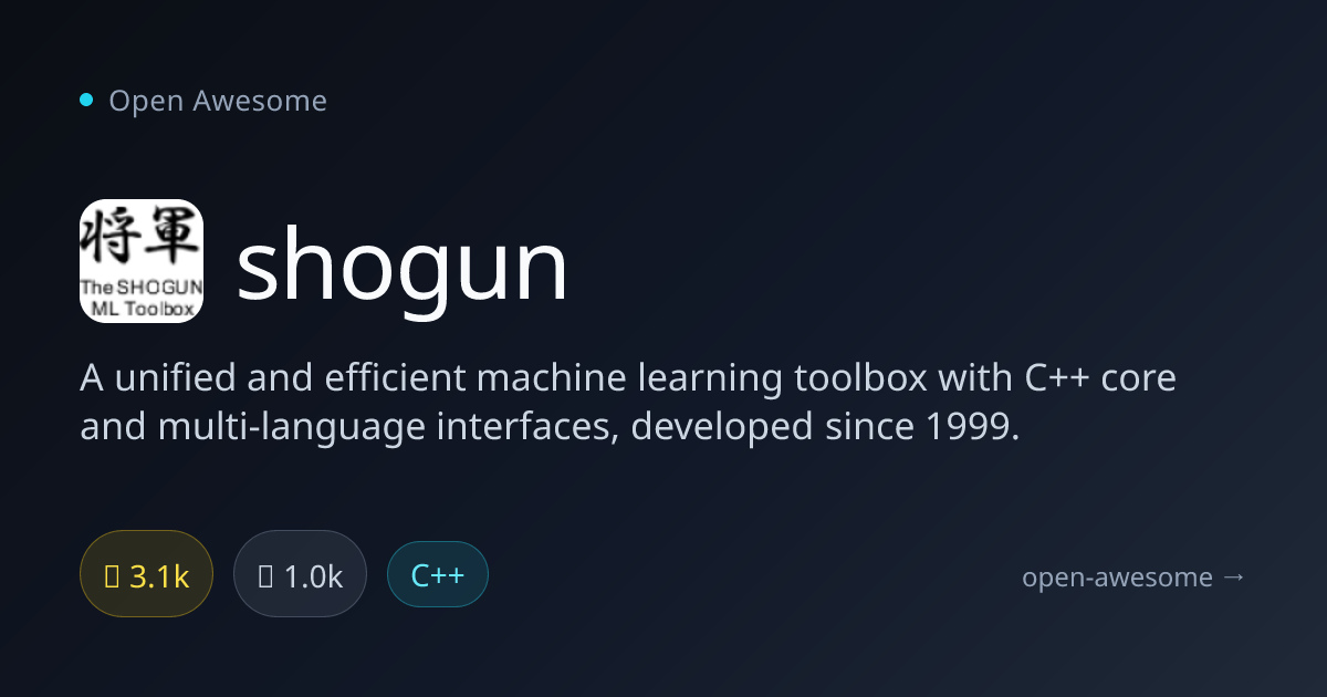 shogun — Unified Machine Learning Toolbox | Open Awesome