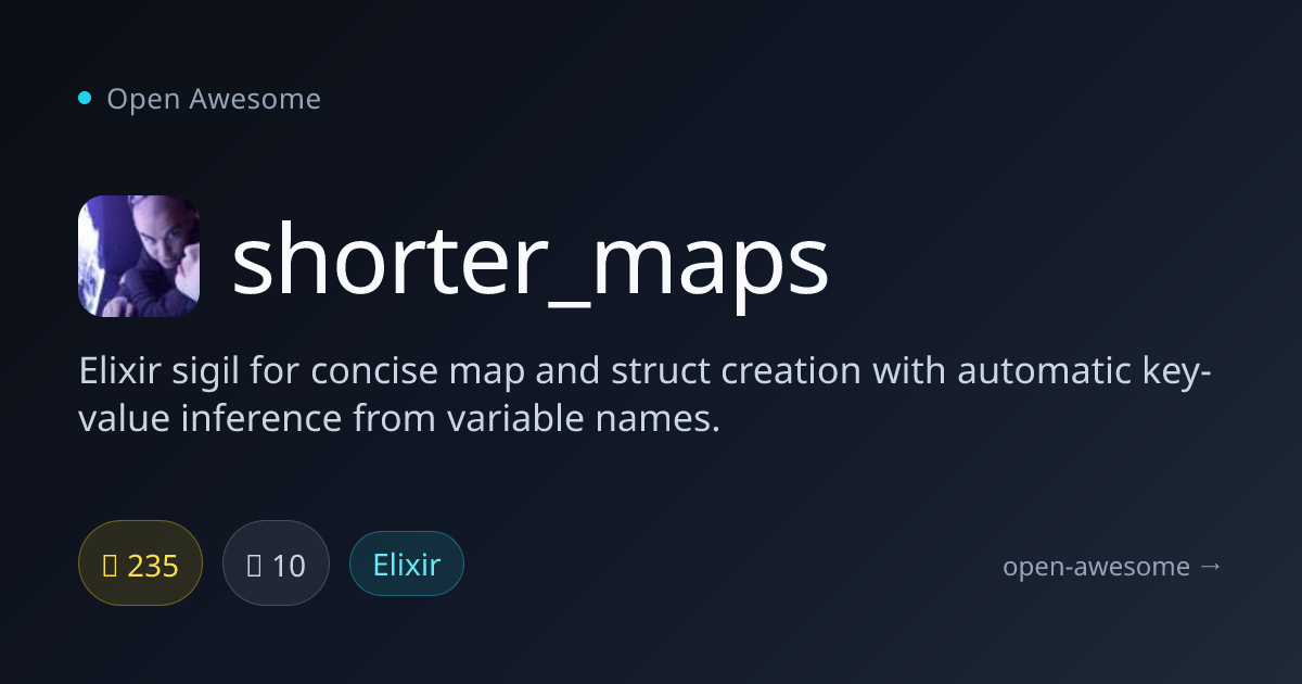 shorter_maps — Elixir Concise Map Sigil | Open Awesome