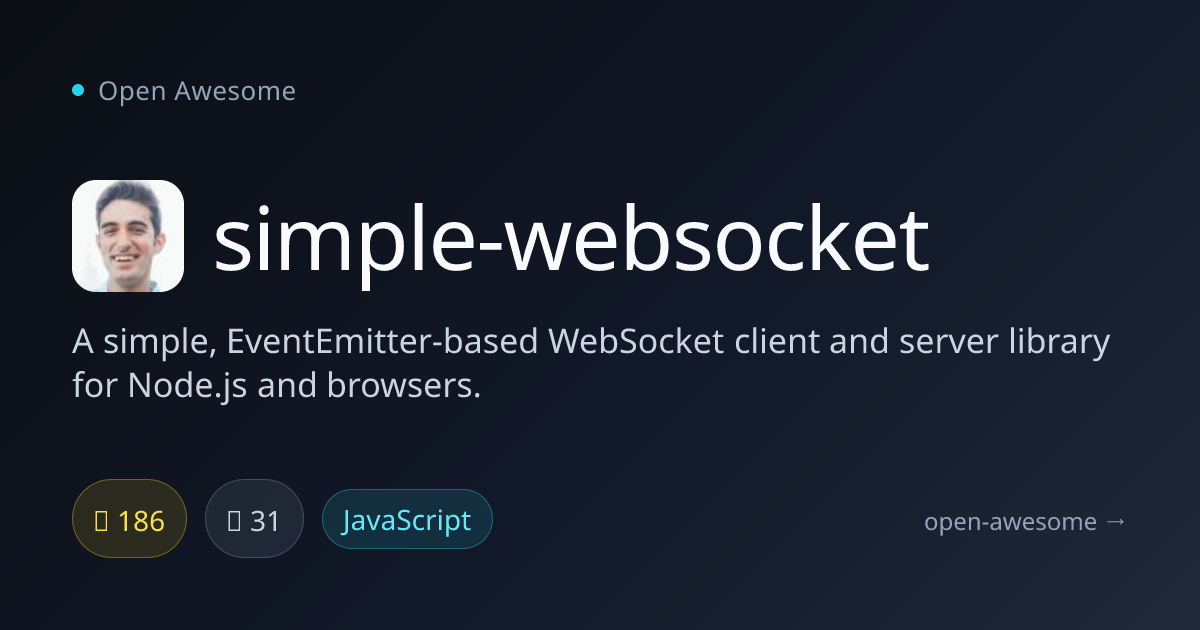 simple-websocket — EventEmitter WebSocket Client & Server | Open Awesome